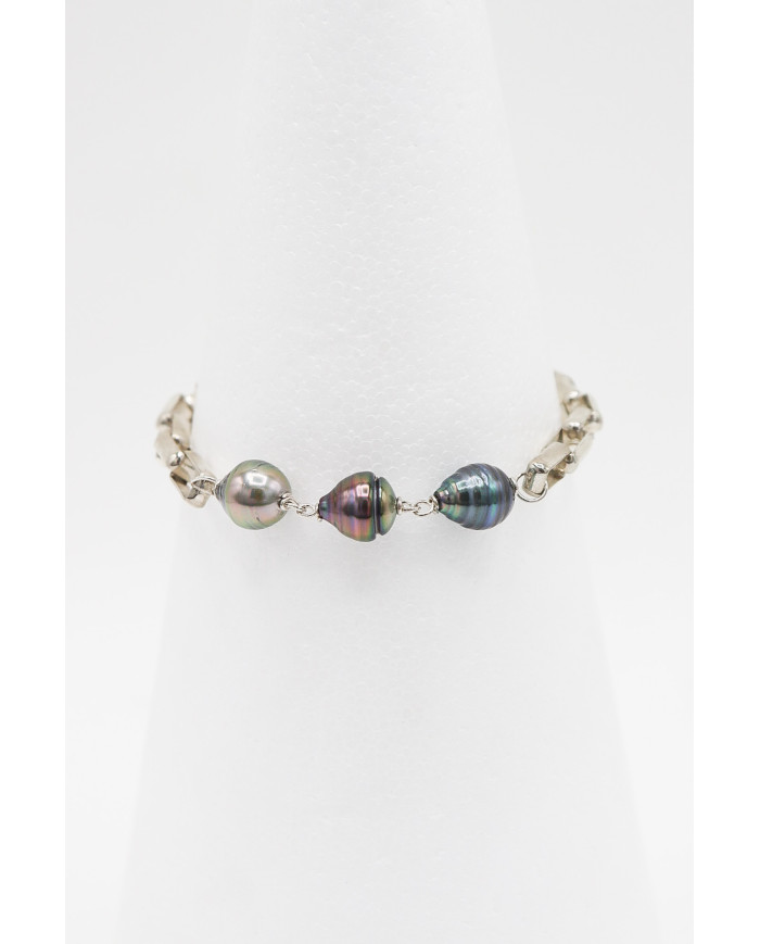 Bracelet 3 Perles Argent