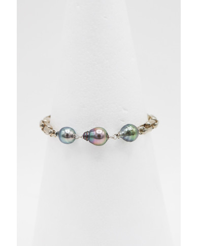 Bracelet 3 Perles Argent Bracelet 3 Perles Argent