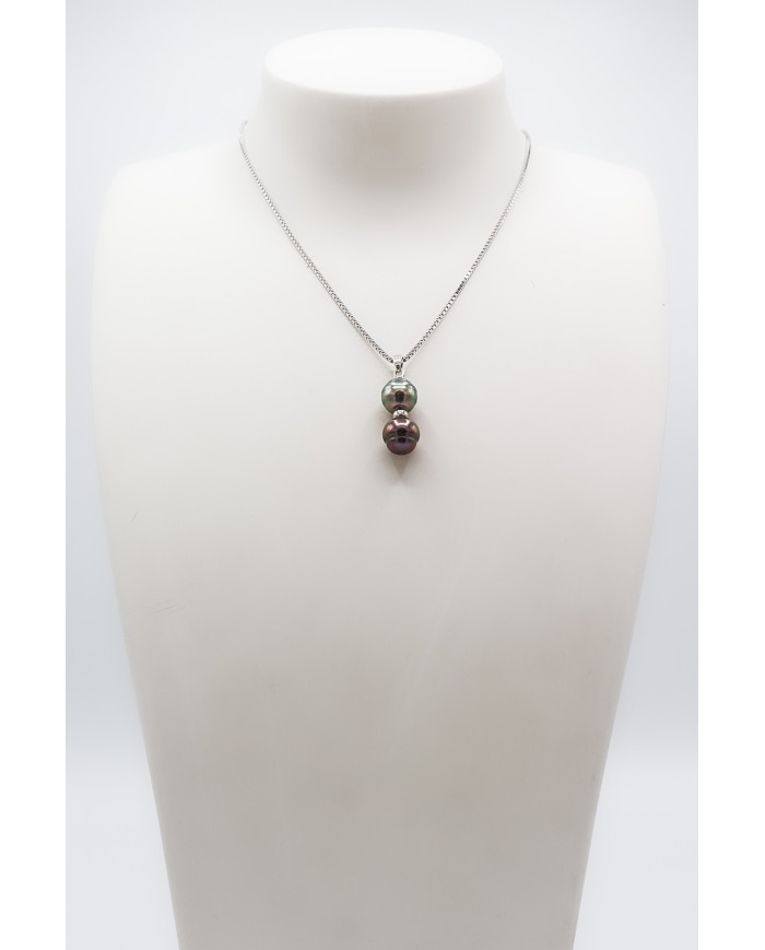 Pendentif Tapou 2 perles Argent