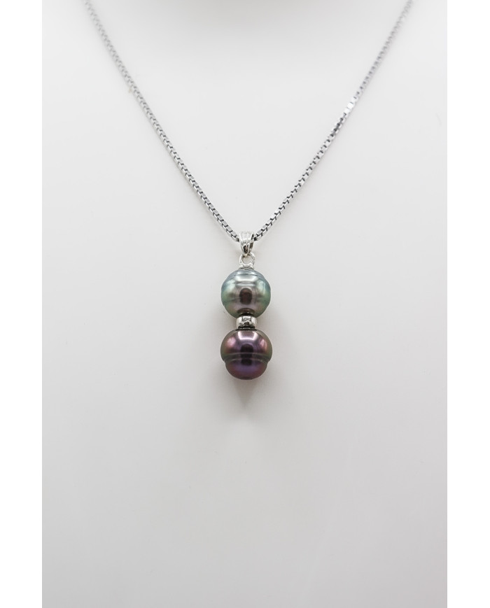 Pendentif Tapou 2 perles Argent