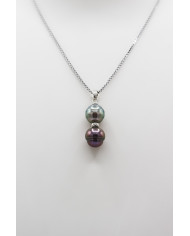 Pendentif Tapou 2 perles Argent
