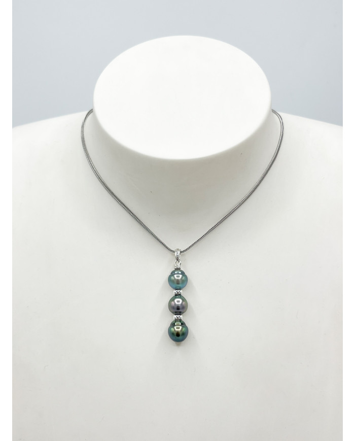 3 pearls silver pendant