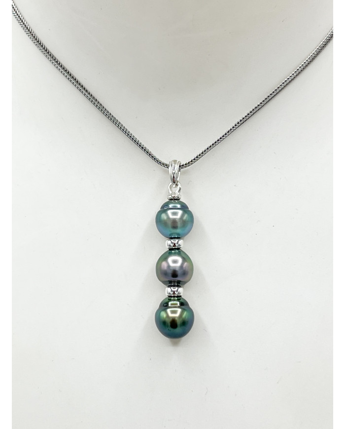 3 pearls silver pendant