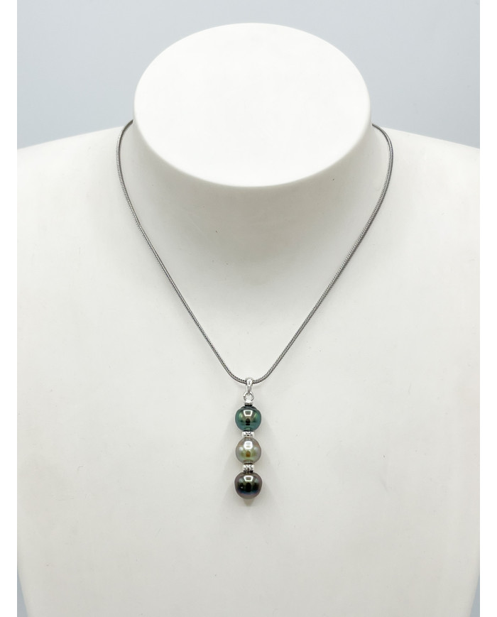 Pendentif Tapou 3 perles Argent